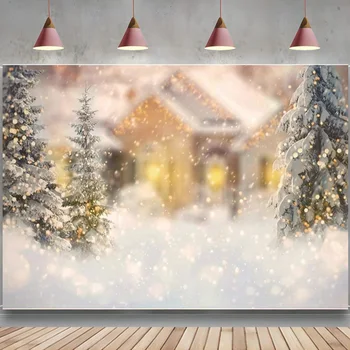 Ziemas Ziemassvētku Koku Fona Sniegpārsliņu Mirdzums Bokeh Sniega Fotogrāfijas Fona Bērniem Pieaugušo Dzimšanas Dienas Svinības Decoration, Banner
