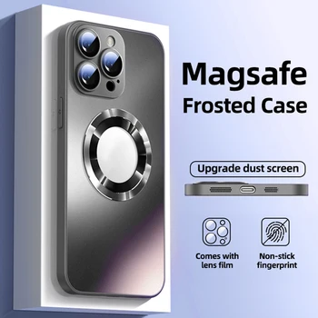 Jaunu Matēts Stikls Aizsardzības Kameras Objektīvs Magsafe Tālrunis Lietā Par iPhone 14 13 12 11 Pro Max Magnētisko Bezvadu Lādēšanas Vāciņu Būtiska