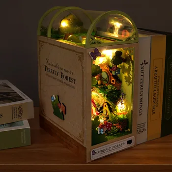 Koka Grāmatu Nook Plaukts Furnitūras Komplekts Mini Grāmata, Roku Darbs Diy Mājas Modelis Rotaļlietas Radošo Bookstand Diy Roku Darbs Amatniecības Dāvanas
