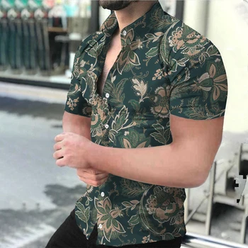 2023 Vasaras Karstā Pārdošanas Modes Vīrietis Krekls Havaju PrintSocial Īsām Piedurknēm Vīriešu Ikdienas Viena ButtonSlim Blūzes Mens Izvēlieties