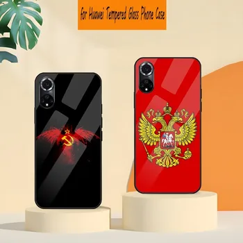 Krievijas Karogu, Valsts Ģerbonis Telefonu Gadījumā Rūdīta Stikla Huawei P30 P40 P50 P20 P9 Smartp Z Pro Plus 2019 2021 Vāciņu