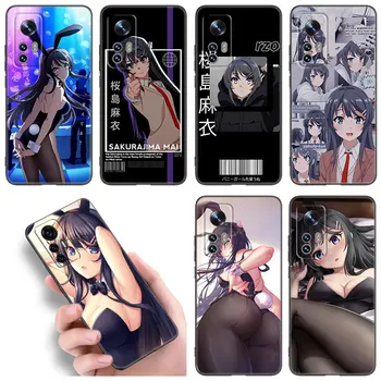 Sakurajima Mai Anime Phone Gadījumā Xiaomi Mi 10T 11 12 Lite 11es 11T 12X 12S POCO F4 X3 X4 GT NFC F3 M3 M4 Pro 5G Melns Segt