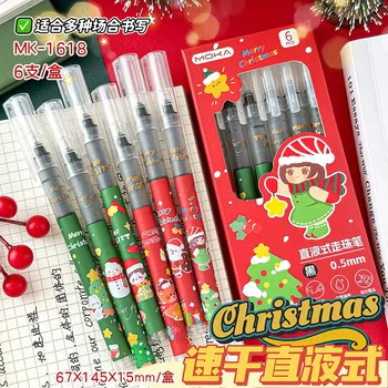 6Pcs/Set Ziemassvētku Gēla Pildspalva 0.5 mm, Melna Tinte Izvelkams Pildspalvu Rakstīšanai Piederumi Skolai Biroja Piegādātājiem Pildspalvu Bērniem Dāvanas