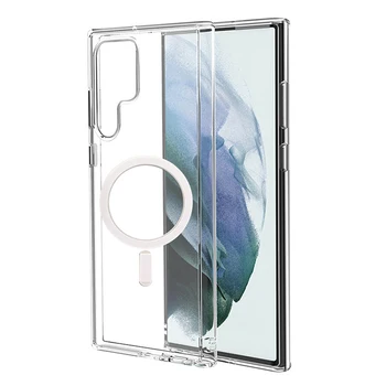 Oficiālais Pārredzamu Magnētisko Macsafe Case For Samsung Galaxy S20 S21 S22 Ultra Plus FE Luxury Mac Drošu Triecienizturīgs Lietu Vāku