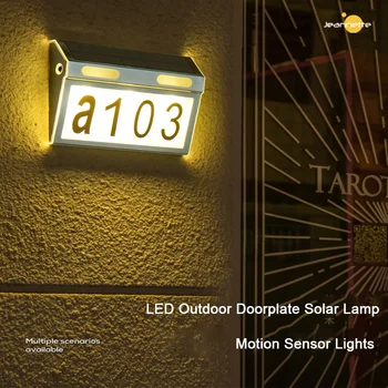 Saules Nams Numuru Gaismas Doorplate Adrese Zīme Plāksnes Dzīvokļa Numurs Āra Veranda LED Lukturi Ar Saules bateriju Akumulators