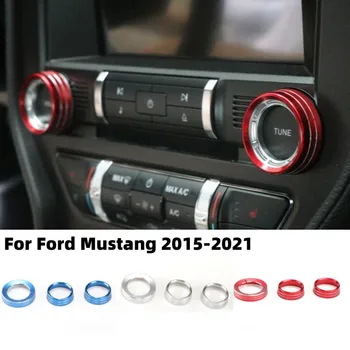 3Pcs/komplekts Alumīnija Sakausējuma Lukturu Gaisa Kondicionieris Slēdzis Spilgti Apli, Auto Interjera Apdarei Ford Mustang 2015-2021