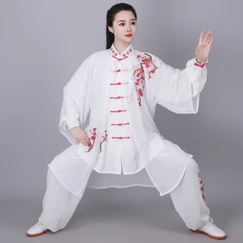 Tai Chi Vienotu Cīņas Mākslas Drēbes Īstenot Darbības Kung Fu Apģērbu Ķīniešu Tradicionālā Trīs gabals, kas Atbilstu Sievietēm