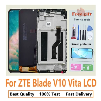 Oriģināls Par ZTE Blade V10 Vita LCD Displejs, Pilna Ar Rāmi, Pieskarieties Ekrānam Digitizer Montāža Remonts Nomaiņa Pantalla daļas