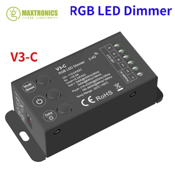 12-24VDC V3-C RF Bezvadu RGB LED Reostats, 3 Pogas un 3CH*6.A Konstanta Sprieguma Kontrolieris 4 PWM Frekvenci, LED Lentes RGB