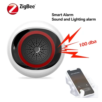 Tuya Zigbee Skaņu & Flash Sirēnu Skaņas un gaismas Signālu Lieli Decibeli 100dB Drošības Uzraudzības Ragu USB/Akumulatora Barošanu