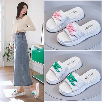 2022. gada Pavasarī un Vasarā Jaunu Sieviešu Čības korejiešu Stilā Visu maču Bieza Zole Čības Gadījuma Modes Sandales
