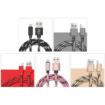1 Metrs 8 Pin USB Kabelis Datu Lādētāju Augstas stiprības Neilona Krāsas Randomizēti iOS Sistēmas / Android Sistēma / TypeC Interfeiss