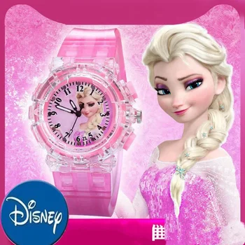 DisneyFashion Saldēti Gaismas Skatīties Attēls Rotaļlietas Princese Elza Anna Bērnu LED Skatīties Silikona Gaismas Skatīties Meitenes Xms Dāvanu