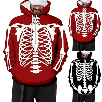 2023 Jaunas Halloween Skelets 3D Digital Print Kapuci Vīriešiem Un Sievietēm Cos Gadījuma Vīriešiem Un Sievietēm pelēkā vārna