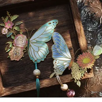 Butterfly Ziedu Metāla Grāmatzīmes Ķīniešu Stilā Izsmalcināti Dobi Pušķis Kulons Grāmatu Klips, Studentiem, Skolas Piederumi Lasīšanas Rīks