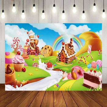 Sweet Candy Krāsains Virpuļot Uz Kociņa Pupiņas Fotogrāfijas Fona Dzimšanas Dienas Svinības Banner Fona Iekštelpu Apdare Tapetes