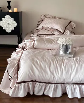 Salds purpura rozā ziedu rožu gultasveļas komplekts,pilna karaliene, karalis fairyfair savirmot kokvilnas mājas tekstila gultas loksnes spilvena pārvalks sega vāciņu