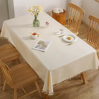 Kokvilnas, lina galdauts taisnstūra pusdienu galda auduma mākslas tējas galda galda galdauts mat