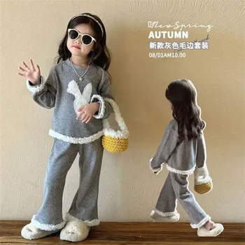 Korejas rudens Silts Baby Girl Apģērbu Komplekts Krekls + Elsas Baby meitenes Tracksuit Toddler Meitene Apģērbs