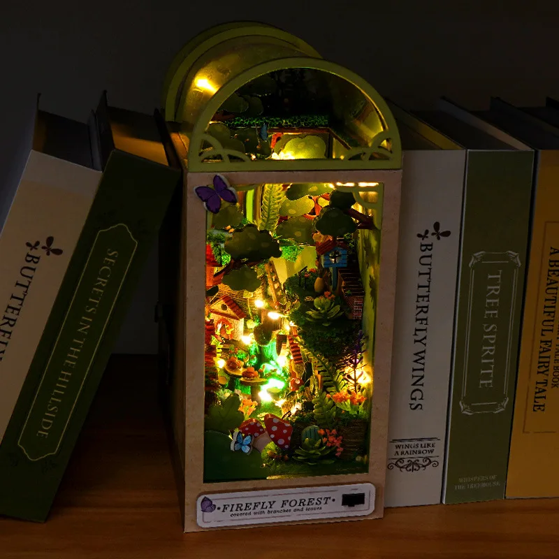 Koka Grāmatu Nook Plaukts Furnitūras Komplekts Mini Grāmata, Roku Darbs Diy Mājas Modelis Rotaļlietas Radošo Bookstand Diy Roku Darbs Amatniecības Dāvanas3