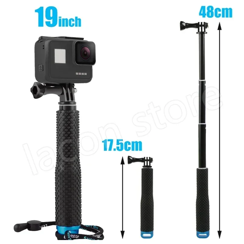 19 Collu Selfie Stick Niršanas Monopod par GoPro Hero 5 6 7 8 9 10 Melns Statīvs Sesijas Action Camera Selfie Nūju Go Pro 20234