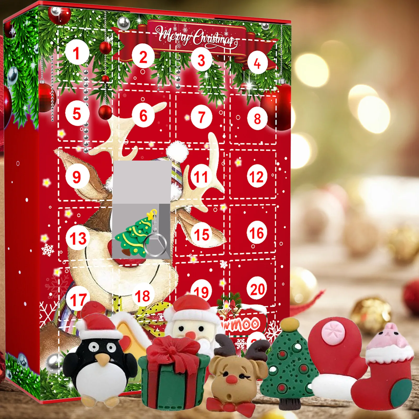 Dowmoo Ziemassvētku Keychain Blind Kastē 24 Nodalījumiem Adventes Atpakaļskaitīšanas Alnis Ziemassvētku Pārsteigums Bērniem, Rotaļlietas, Dāvanas, Ziemassvētku Kalendārs2