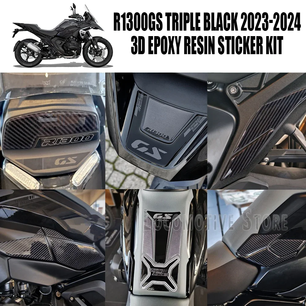JAUNU R1300GS Triple Black Motociklu Piederumi Tvertne Pad 3D Epoksīda Sveķiem, Uzlīmes Aizsardzības Komplekts R 1300 GS 2023-20243