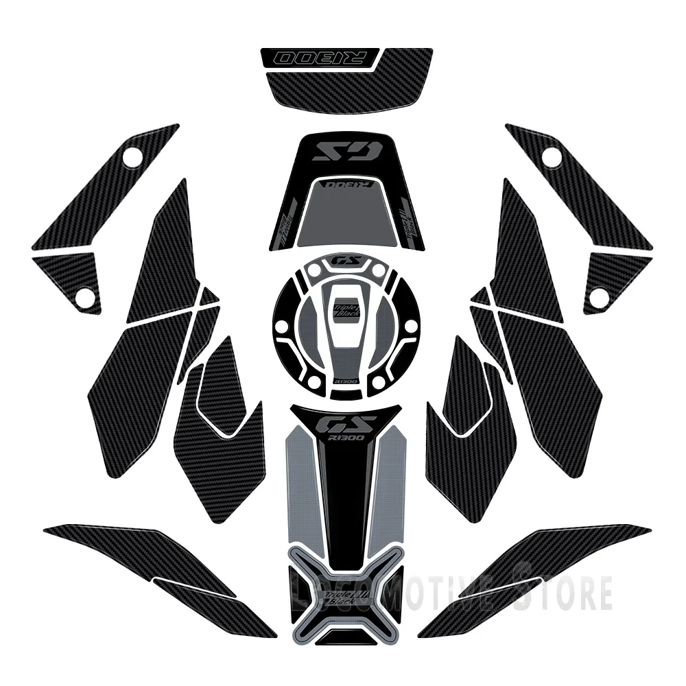 JAUNU R1300GS Triple Black Motociklu Piederumi Tvertne Pad 3D Epoksīda Sveķiem, Uzlīmes Aizsardzības Komplekts R 1300 GS 2023-20245