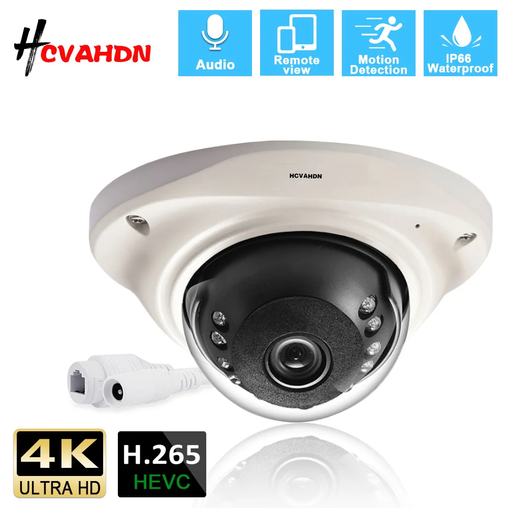 4K POE Dome Drošības Kameru, Āra/iekštelpu Mājās, Metāla CCTV kameras IP Kameras Video Novērošanas Sistēmas 8MP Audio Ieraksts POE IP Cam H. 2650