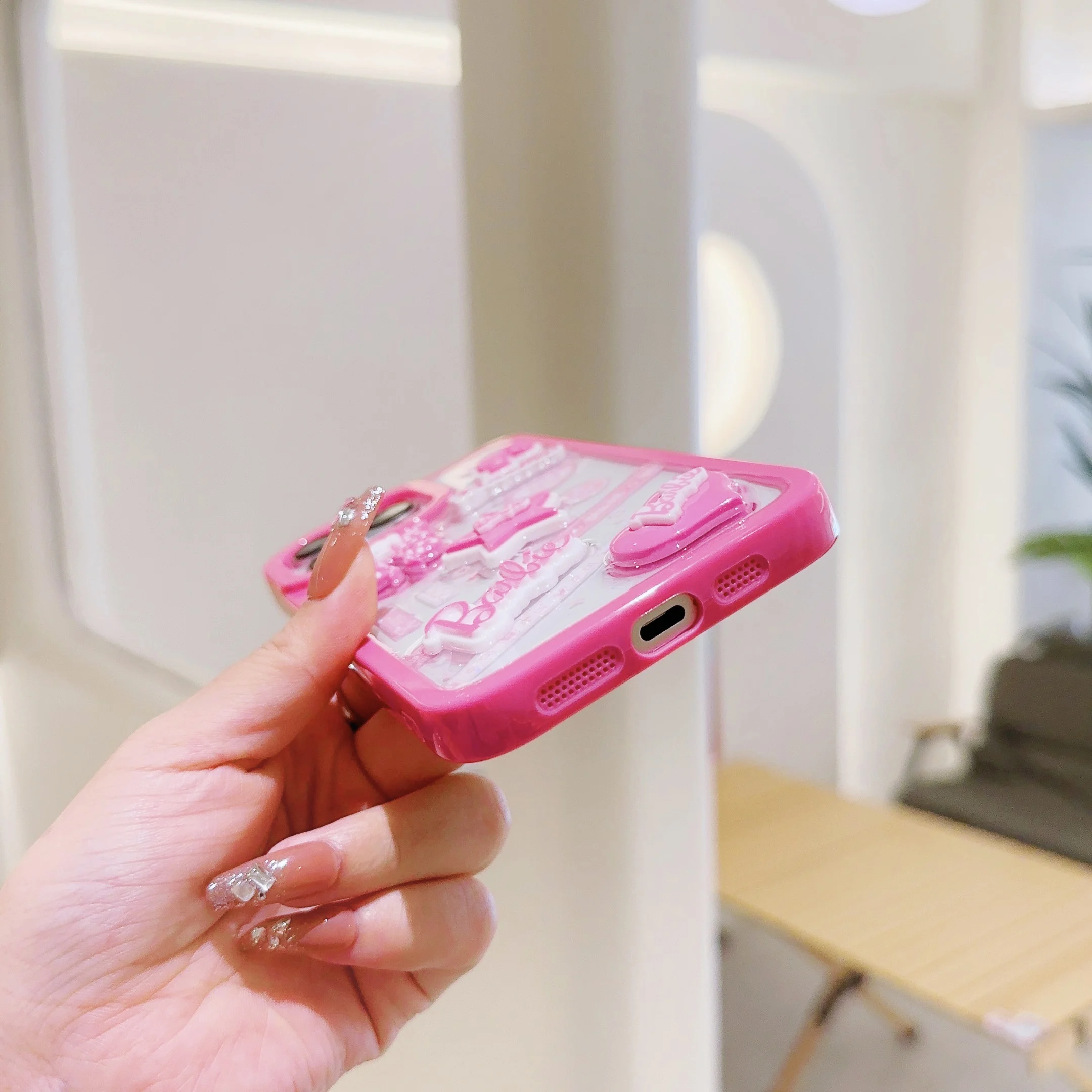 Jauki rozā 3D Lelle B-Barbies Tālrunis Lietā Par Iphone 11 12 13 14 15 Pro Max Plus Caurspīdīgs Piliens necaurlaidīgs Vāks3