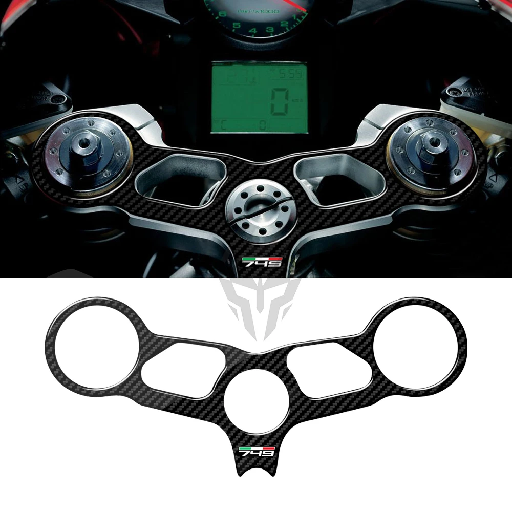 Par Ducati 749 Modeļi 3D Carbon-look Augšējā Triple Jūgs Aizsargs Tvertne Pad0