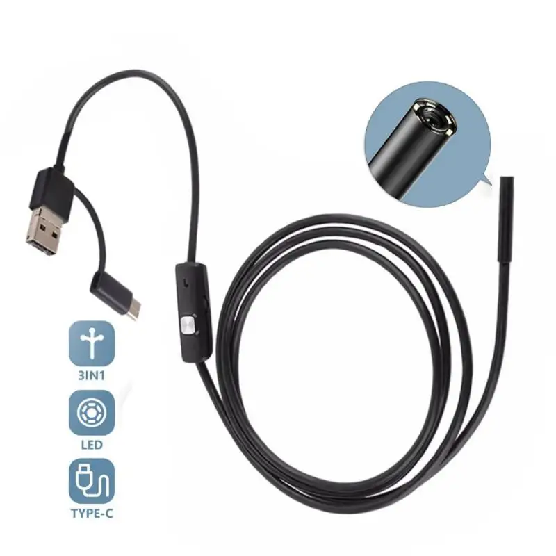 1GB MM IP67 Waterproof Endoskopu Kamera, 6 Led, Regulējams USB Android Elastīgu Pārbaudes Borescope Kameras Tālrunis PC2