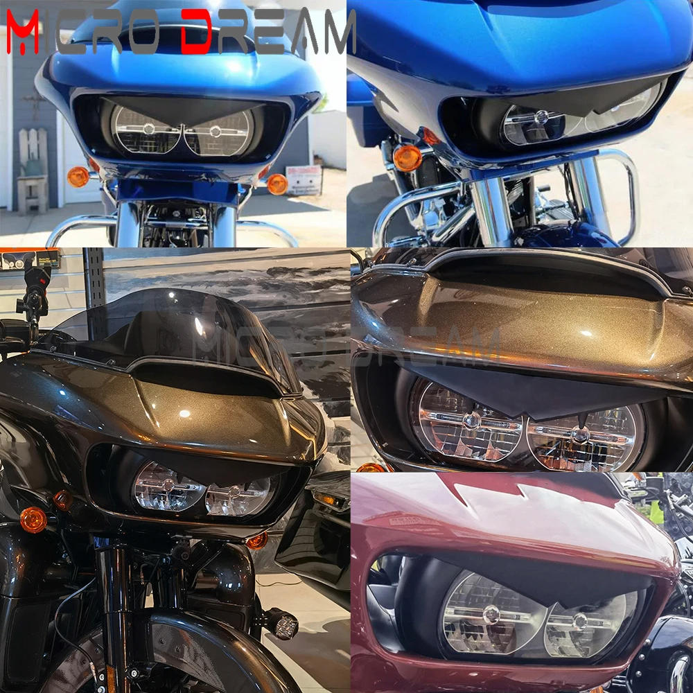 Motocikla Priekšējo Lukturu Uzacis, Plakstiņi Apdares Lentes Apdares Vāka Uzlīme, priekšējo Lukturu Uzacis, Lai Harley Road Glide 2015. gadam-līdz 2021. gadam5