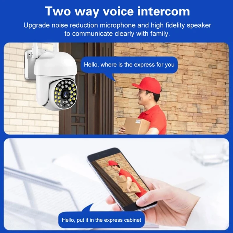 1Set Drošības Kameru Ar Prožektori Krāsu Nakts Redzamības Vadu Novērošanas Kamera Smart Home Kameras Balts2