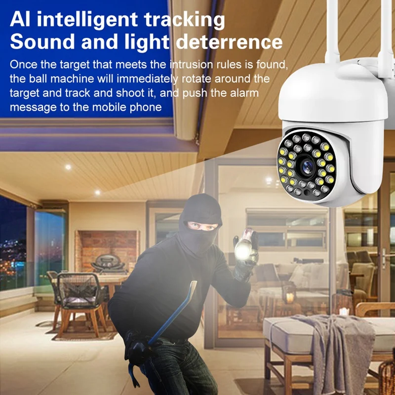 1Set Drošības Kameru Ar Prožektori Krāsu Nakts Redzamības Vadu Novērošanas Kamera Smart Home Kameras Balts3