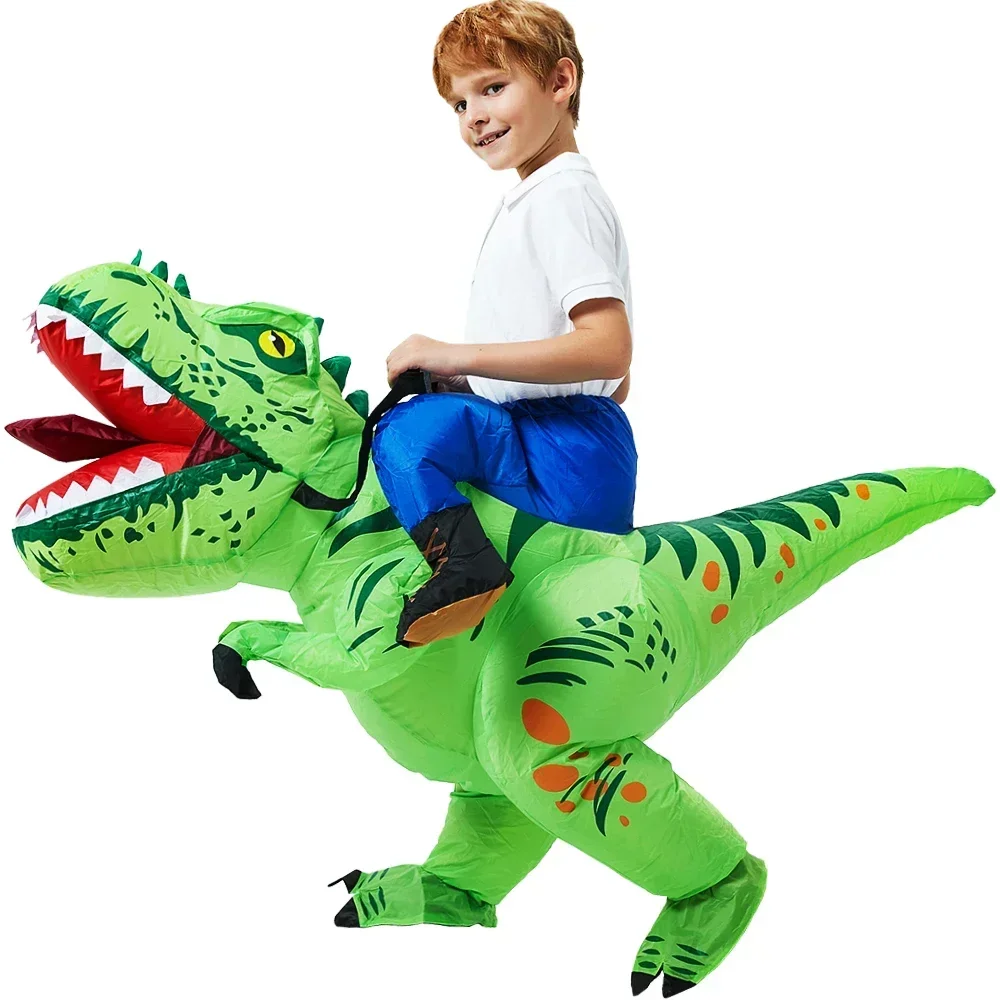 T-rex Dinozaura Piepūšamās Kostīmu Bērnu Anime Purima Halloween, Ziemassvētku Cosplay Tērpi, Kleita, Uzvalks, par Bērniem Pieaugušo Dāvanu1