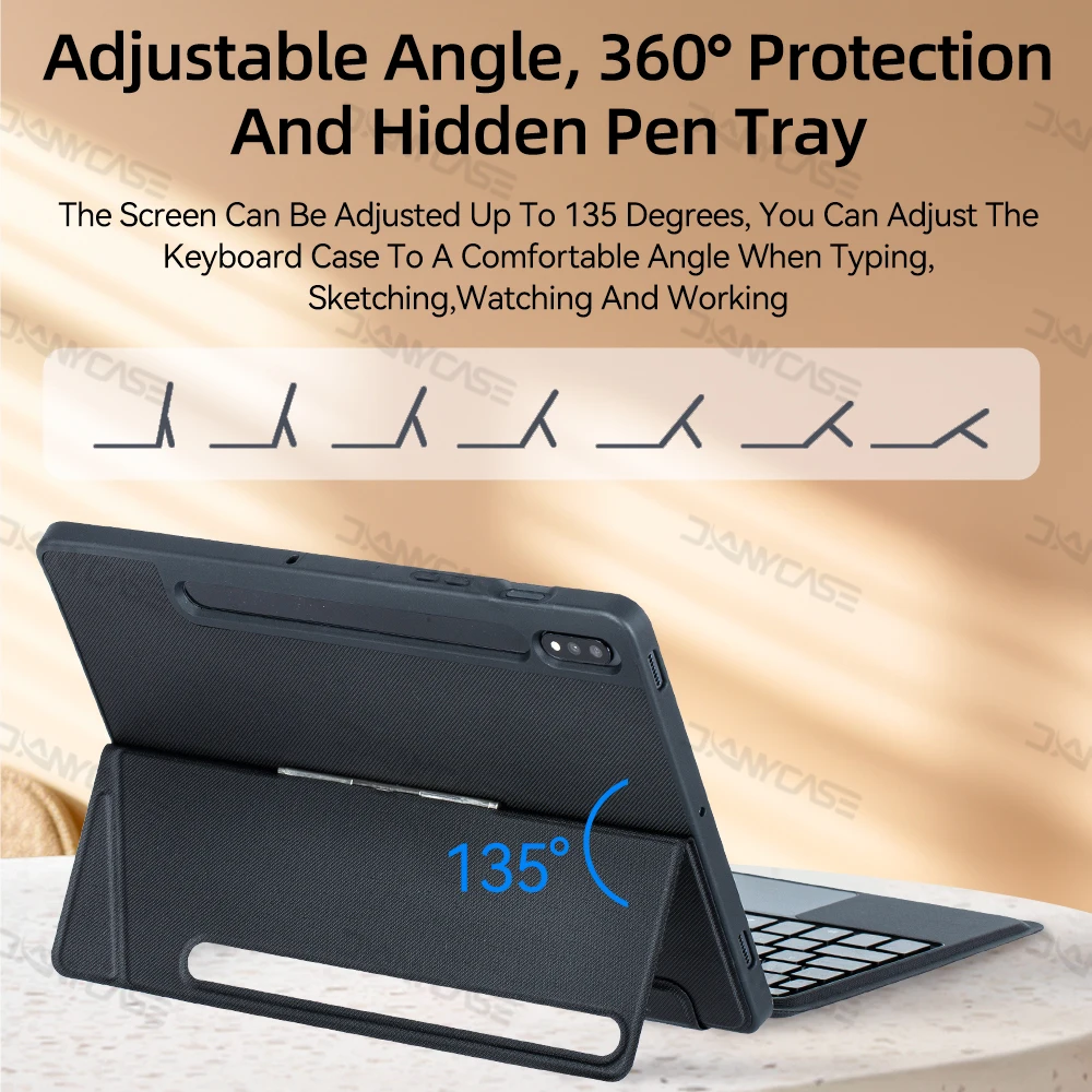 Magnētiskā Tastatūras Case for Samsung Galaxy Tab S9 S8Plus S7FE S6lite A8 Tablete Gadījumā ar Bluetooth Bezvadu Skārienpaliktni Tastatūru4